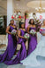 Mismatched Purple Satin Mermaid Long Bridesmaid Dresses , BGB0005