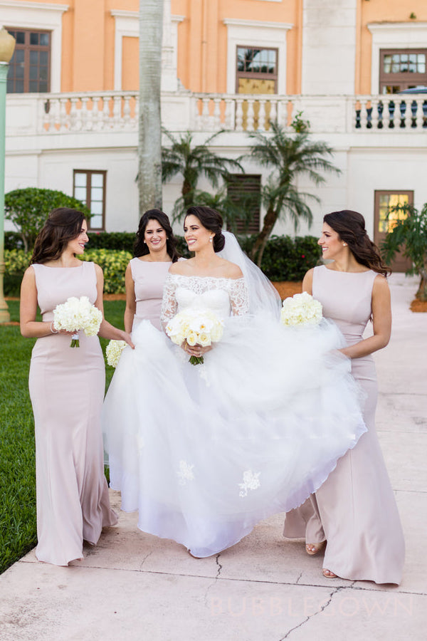 Simple High-neck Mermaid Long Bridesmaid Dresses , BGB0007