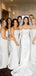 Simple White Satin Strapless Mermaid Cheap Long Bridesmaid Dresses , BGB0012