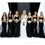 Sweetheart Black Satin Mermaid Strapless Long Custom Bridesmaid Dresses , BGB0029