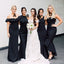 Mismatched Black Mermaid Cheap Long Custom Bridesmaid Dresses , BGB0035