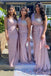 One Shoulder Satin Beaded Mermaid Cheap Long Custom Bridesmaid Dresses , BGB0051