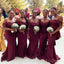 Morden Burgundy Off Shoulder Cheap Long Mermaid Custom Bridesmaid Dresses , BGB0061