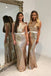 Mermaid Gold Sequins Cheap Long Custom Bridesmaid Dresses , BGB0062