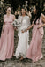 A-line Pink V-neck Cheap Long Custom Bridesmaid Dresses , BGB0071