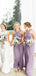 Purple Chiffon A-line Long Custom Cheap Bridesmaid Dresses, BGB0083