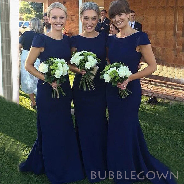 Simple Royal Blue Mermaid Long Custom Cheap Bridesmaid Dresses, BGB0084