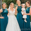 A-line Dusty Blue Long Custom Lace Bridesmaid Dresses, BGB0091