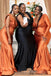 Mismatched Orange Satin Mermaid Long Custom Bridesmaid Dresses, BGB0092