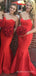 Mermaid Red Satin Strapless Long Custom Bridesmaid Dresses, BGB0094