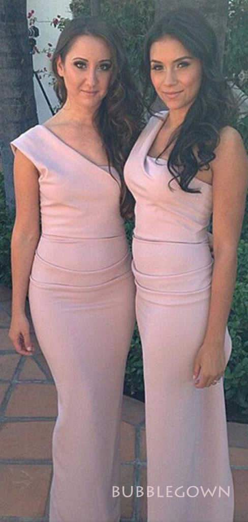 One Shoulder Mermaid Cheap Long Custom Bridesmaid Dresses, BGB0096