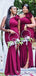 One Shoulder Satin Mermaid Side Slit  Long Custom Bridesmaid Dresses, BGB0109