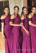 Sexy Sheath Fuchsia Mermaid Long Sleeves Long Custom Bridesmaid Dresses, BGB0111