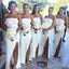 Strapless Mermaid White Long Custom Side Slit Bridesmaid Dresses, BGB0133