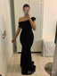 Popular Black Mermaid Long Evening Prom Dresses, One Shoulder Cheap Prom Dress, BGS0308