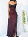 Morden Black Red Mermaid Long Evening Prom Dresses, Spaghetti Straps Chiffon Prom Dress, BGS0318