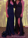 Sparkly Dark Green Mermaid Long Prom Dresses, V-neck Prom Dress, BGS0442