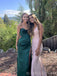 Dark Green Satin Sweetheart High Slit Long Prom Dresses, BGS0450