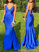 Popular Mermaid Royal Blue Long Prom Dresses, V-neck prom dress, BGS0456