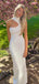 Unique White Mermaid High-neck Long Prom Dresses, BGS0484