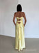 Simple Yellow Satin V-neck Long Prom Dresses, BGS0502