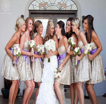 Sparkly Sequin Sweetheart Knee-Length Bridesmaid Dresses, BG51387