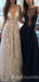 Charming Deep V Neck Sexy Applique Tulle Lace Long Prom Dresses, BG51532