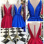 Deep V Neck Seen Through Back Red Blue Simple Homecoming Dresses, BG51482 - Bubble Gown