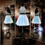 Two Pieces Halter Open Back Shinning Blue Homecoming Dresses, BG51484