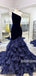 One Shoulder Mermaid Tulle Velvet Long Prom Dresses GDW111