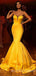 Yellow Mermaid Sweetheart Simple Long Bridesmaid Prom Dresses GDW104