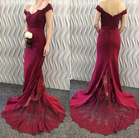 Popular Lace Mermaid Charming Long Bridesmaid Dresses, BG51001