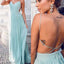 Chiffon Backless Tiffany Blue Cheap Prom Wedding Party Dresses, BG51246 - Bubble Gown