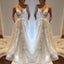 Applique Sexy Online V Neck Ivory Fashion Long Prom Wedding Dresses, BG51501 - Bubble Gown