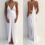 Beach Sexy Halter Unique Split White Cheap Simple Long Prom Dresses, BG51539 - Bubble Gown