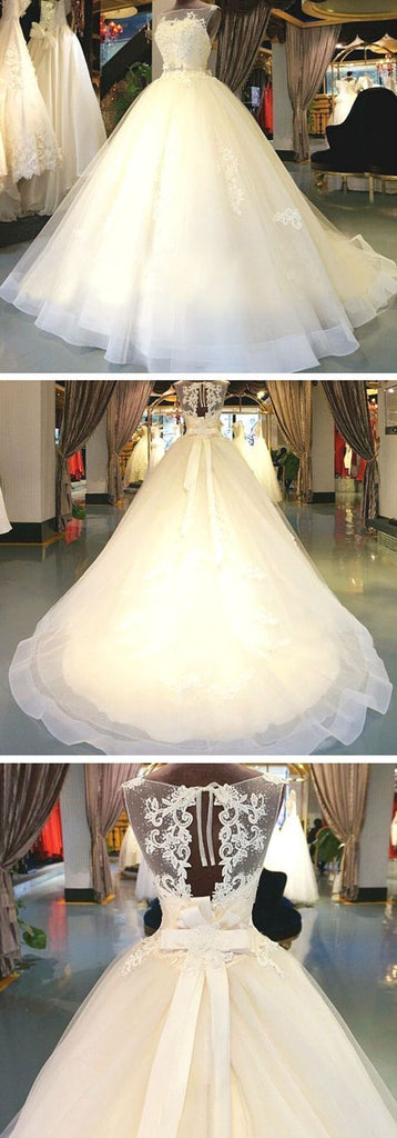 Online Elegant Cheap Sleeveless Bridal Ball Gown Long Wedding Dresses, BG51595