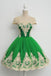 Cap Sleeves Lovely Green Unique Applique Short Homecoming Dresses, BG51600 - Bubble Gown