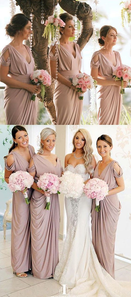 Cheap Jersey Elegant Formal Wedding Party Guest Long Bridesmaid Dresses, BG51642 - Bubble Gown