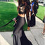 Two Pieces Long Sleeve Black Lace Backless Mermaid Sexy Long Prom Dress, BG51023