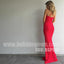 Red Halter Mermaid Sexy Lace Cheap Long Prom Dresses, BGP097