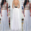 White V- Back Long Cheap Evening Party Long Prom Dresses, BG51230