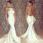 Sexy Backless Mermaid Ivory Evening Long Prom Dresses, BG51189