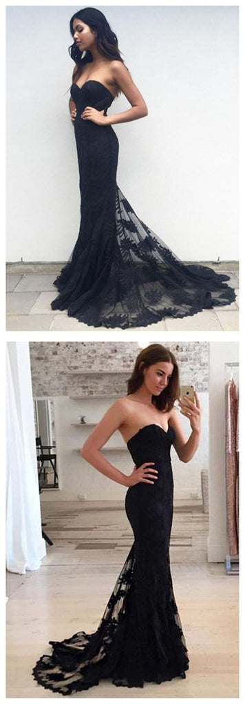 Affordable Mermaid Sexy Sweetheart Long Lace Prom Dresses, BG51147 - Bubble Gown