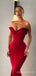 Mermaid Red Satin Sweet Heart Long Evening Prom Dresses, Custom Prom Dresses, BGS0015