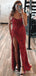 Mermaid Red Sequin Spaghetti Straps Long Evening Prom Dresses, Custom Prom Dresses, BGS0016