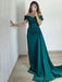 Off Shoulder Satin Long Evening Prom Dresses, Custom Prom Dresses, BGS0035