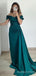 Off Shoulder Satin Long Evening Prom Dresses, Custom Prom Dresses, BGS0035