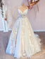 A-line Spaghetti Straps Tulle Appliques Long Wedding Dresses, Custom Wedding Dress, BGS0068