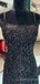 Spaghetti Straps Black Sequins Long Sleeves Long Evening Prom Dresses, Custom Mermaid Prom Dress, BGS0073