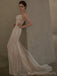 See Through Strapless Champagne Sequins Long Evening Prom Dresses, Custom Mermaid Prom Dress, BGS0075